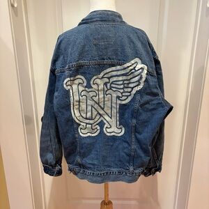 AE x Urban Necessities Denim Jacket M Oversized Wing Logo Collab Unisex